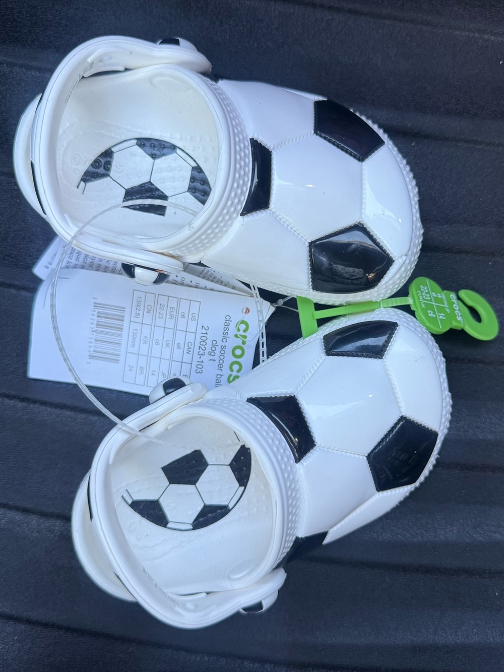 CROCS Kids' Soccer Print Clogs in White and Black